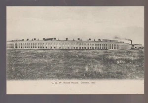 Oelwein IOWA c1910 C.G.W. R.R. ROUND HOUSE Shops Depot Train Station RAILROAD IA - Picture 1 of 2