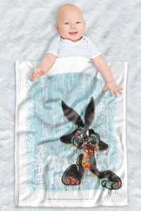 Looney Tunes Soft Fleece Baby Blanket, Cozy Crib Throw 30"x40" Graffiti Rabbit - Picture 1 of 6