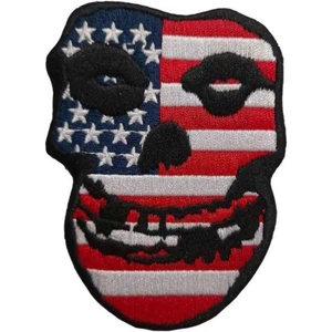 MISFITS CUT STARS AND STRIPES SKULL LOGO WOVEN SEW ON PATCH OFFICIALLY LICENSED - Picture 1 of 6