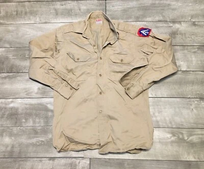 Camisa Reeves Tipo 1 Ejército Sarga Sanforizada Caqui Talla 15.5 L De Colección Años 40 Ejército de EE. UU. Foto 1 de 4