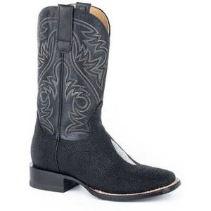 Botas exóticas con suela híbrida Roper Silas Stingray para hombre hechas a mano negras - Imagen 1 de 2