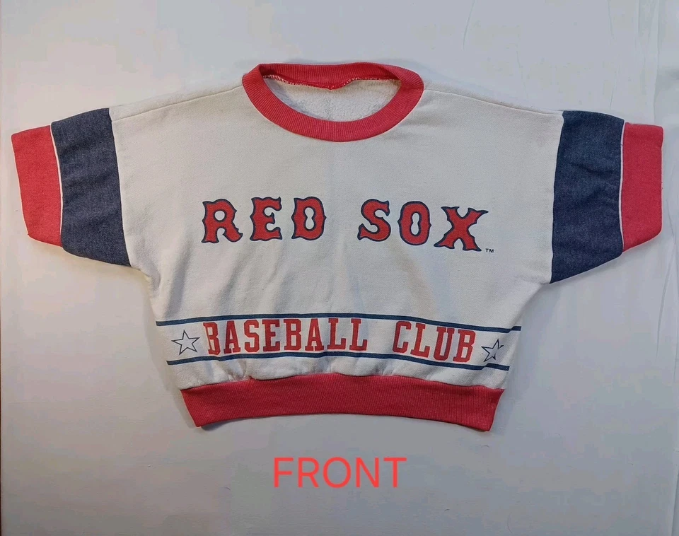 Vintage 1990 Boston Red Sox Sleeveless Crop Top Toddler Sweatshirt - Image 1 of 4