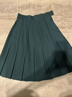 Винтажная миниатюрная изысканная юбка женская размер 4P зеленая плиссированная сбоку на молнии шерстяная смесь - Изображение 1 из 4