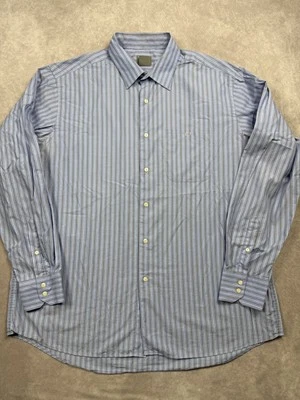 Camisa Lacoste Para Hombre Grande Azul Gris Rayas Manga Larga Vestido Abotonado Algodón Foto 1 de 4