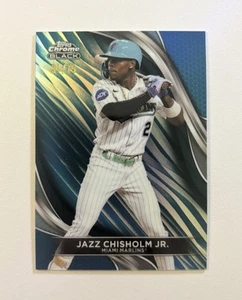 2024 Topps Chrome Black Jazz Chisholm Blue Refractor #’d /75 Marlins #74 - Picture 1 of 2