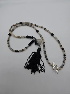 Collar de cristal de meditación curativa 108 cuentas de jaspe Picasso mate Mala Foto 1 de 4