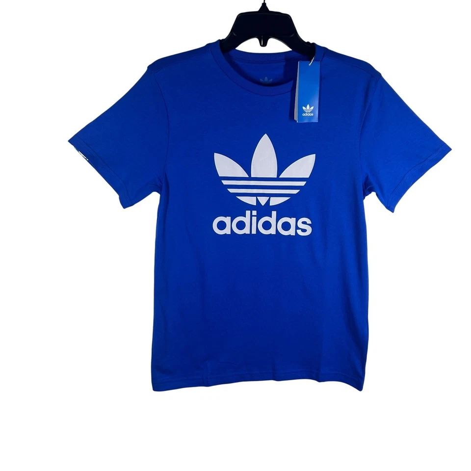 Adidas Originals Trefoil Tee Youth Size Large Kids Blue T Shirt NEW - Image 1 of 4
