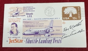 1976 NASA JETSTAR TESTS SPACE SHUTTLE ENTERPRISE MALLICK ENEVOLDSON SIGNED COVER - Picture 1 of 9