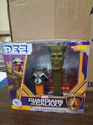 PEZ Marvel Guardianes de la Galaxia Juego en Caja Groot Rocket Mapache Sellado 2017 Foto 1 de 2