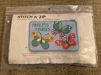 Cartera mariposa Princess Cruises preensamblada puntada y cremallera vintage Foto 1 de 4