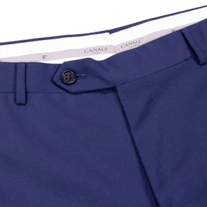 Pantalone elegante uomo Canali 37x30 lana blu recente piatto davanti Made in Italy - Foto 1 di 15