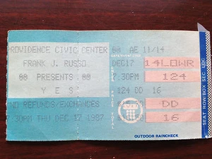 YES TICKET STUB. 1987 PROVIDENCE CIVIC CENTER.  - Picture 1 of 1