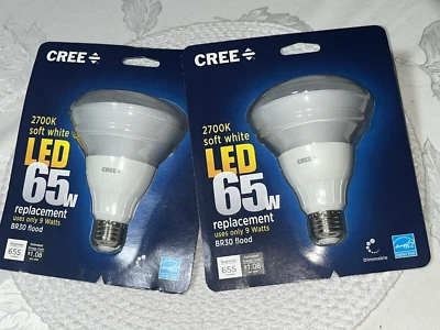 CREE 65 W / 9W LED Soft White 2700K BR30 Flood Dimmable Light Bulbs 2 Pack - Image 1 of 4