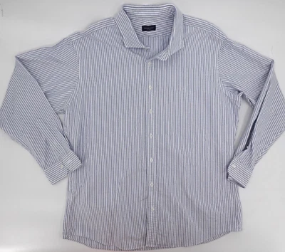 Proper Cloth Shirt mens Blue White Striped Button Up Long Sleeve Designer Collar - Изображение 1 из 4