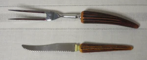 E. Parker & Sons Carving Knife & Meat Fork Antler Staghorn Set - Photo 1/8