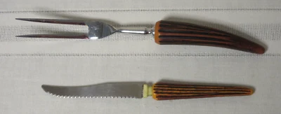 E. Parker & Sons Carving Knife & Meat Fork Antler Staghorn Set - Image 1 of 4