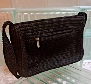 The Sak Crossbody Crochet Weave Classic Purse Black Minimalist Zippered Pockets - Picture 1 of 7