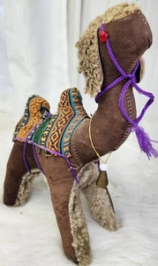 Camel Plush Collectible Handmade 12”L 11" H Peruvian Shearling Leather Plush - Picture 1 of 13