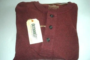 Camisa para hombre Henley talla pequeña claret roja brezo nueva con etiquetas - Imagen 1 de 2