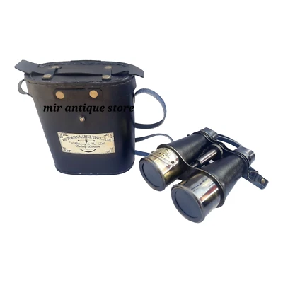 6'' Brass Binocular Victorian Captains Ship Binocular with Leather Case For Gift - Image 1 of 4