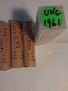 Four UN-circulated roll lot of 1961-P Lincoln Memorial Cents. - Picture 1 of 1