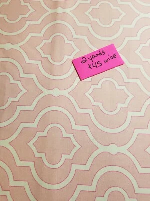 NEW MILL CREEK UPHOLSTERY FABRIC 2 YARDS PINK CREAM ABSTRACT SHAPES--BEAUTIFUL - Image 1 of 3