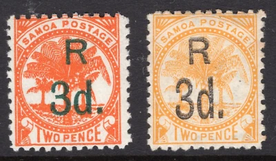 c.1895 Samoa  R 3D. Yellow & Orange Palm Tree - Image 1 of 2