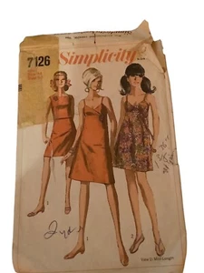 Simplicity 7126 Vintage 1967 Minikleid Schnittmuster Büste 34 Größe 14 Schnitt - Bild 1 von 3