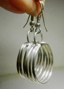 Triple Creolen Hänger.925 Sterling Silber Ohrringe Artisan Made 70er NEU - 7,5 Gramm - Bild 1 von 4