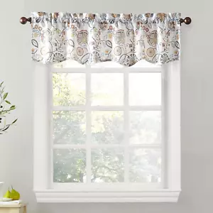 Jacobean Pattern Semi-Sheer Rod Pocket Kitchen Curtain Valance, 54" X 14" - Picture 1 of 12