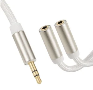3.5mm Male to Dual 3.5mm Female Headset Y Splitter Audio Extension Cable - Picture 1 of 4