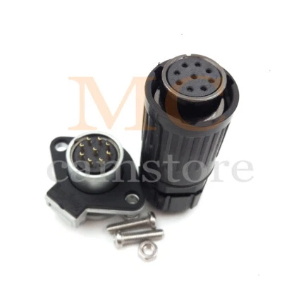 HE20 9Pin Circular Waterproof 8Pin Plug Socket,LED Light Power Cable Connector - Image 1 of 4