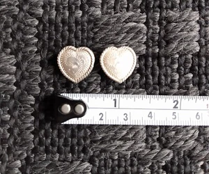 Vintage Alpaka Silber 5/8 in Herz Bit End Trense Zügel Chicago Schraube Concho PAAR - Bild 1 von 2