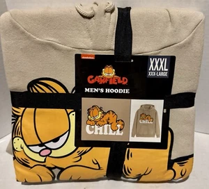 Mad Engine Hoodie Men’s Size 3XL Beige Lazy Garfield Long Sleeve Hoodie NWT - Picture 1 of 4