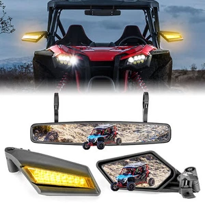 Espejos retrovisores laterales WSAY con luces y espejo central para Polaris RZR Pro XP Honda Talon - Imagen 1 de 14