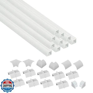 D-Line 157in White Corner Cable Concealer Multipack, Floor Wire Hider, Quarte - Afbeelding 1 van 5