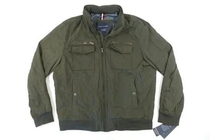 CHAQUETA ESTILO BOMBARDERO TOMMY HILFIGER VERDE MILITAR 2XL RESISTENTE AL VIENTO AL AGUA PARA HOMBRE - Imagen 1 de 12