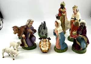 Nativity Set Italy Hard Plastic 10 pieces Vintage - Picture 1 of 10