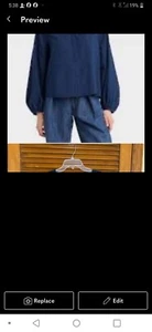 Navy Blue Blouse with Balloon Sleeves XXL - Picture 1 of 2