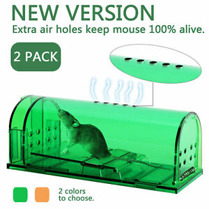 2PCS Mouse Trap Humane Live Catcher Rat Vermin Rodent Cage Pest No Kill Reusable