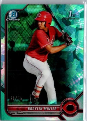 2022 1st Bowman Chrome Braylin Minier Sapphire Aqua Refractor /55 Reds - Image 1 of 2