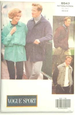 VINTAGE VOGUE SPORT SEWING PATTERN 8547 UNISEX SZ XS-S-M JACKET UNCUT - Image 1 of 2