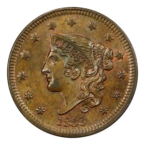 1838 Coronet Head Large Cent PCGS MS-65 BN - Picture 1 of 4