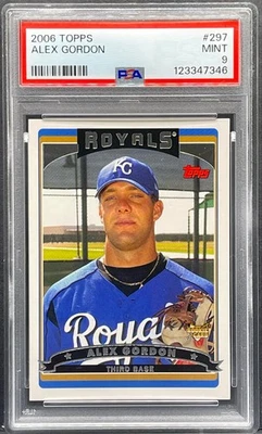 2006 Topps ALEX GORDON Scarce Full Card Rookie Error #297 PSA 9 MINT (POP 97) - Image 1 of 2
