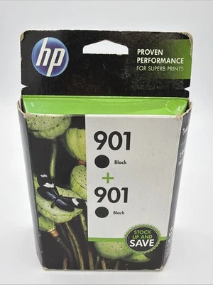 NEW HP 901 Black Ink Cartridge Twin Pack CZ075FN Sealed Box EXPIRED 3/2020 L - Image 1 of 4