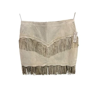 Minigonna scamosciata con frange Cripple Creek taglia 3XL marrone chiaro nuova western - Foto 1 di 9