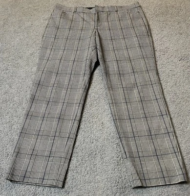 Banana Republic Sloan Pants Women’s 12 Slim Fit Gray Blue Plaid Career Academia - Image 1 of 4