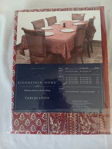 Ridgefield Home Tischdecke 60 x 120" Rot Blumenmuster Neu 100% Baumwolle - Bild 1 von 4