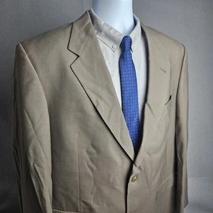 Hart Schaffner Marx Blazer Men's 44 Regular Beige 2 Button Single Vent Wool - Picture 1 of 14