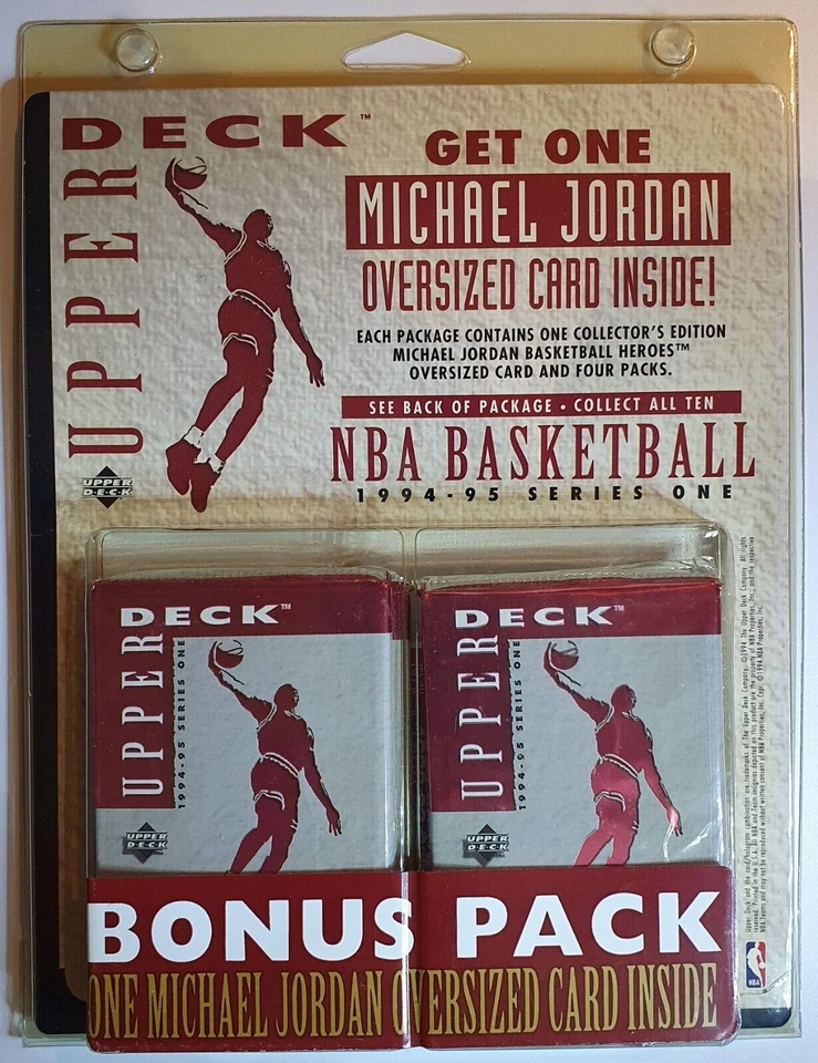 Baloncesto NBA Upper Deck 1994 Michael Jordan paquete de bonificación - 4 paquetes + Jumbo Foto 1 de 4